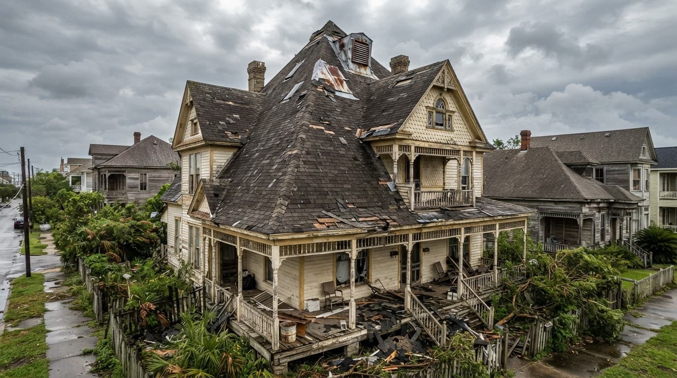 Galveston TX homeowner documenting roof hail damage for a wind and hail claim